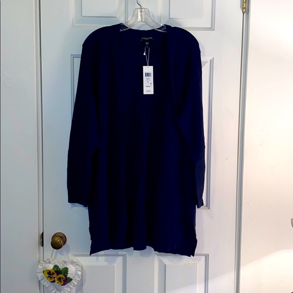 Midnight blue Eileen Fisher elegant cardigan, NWT